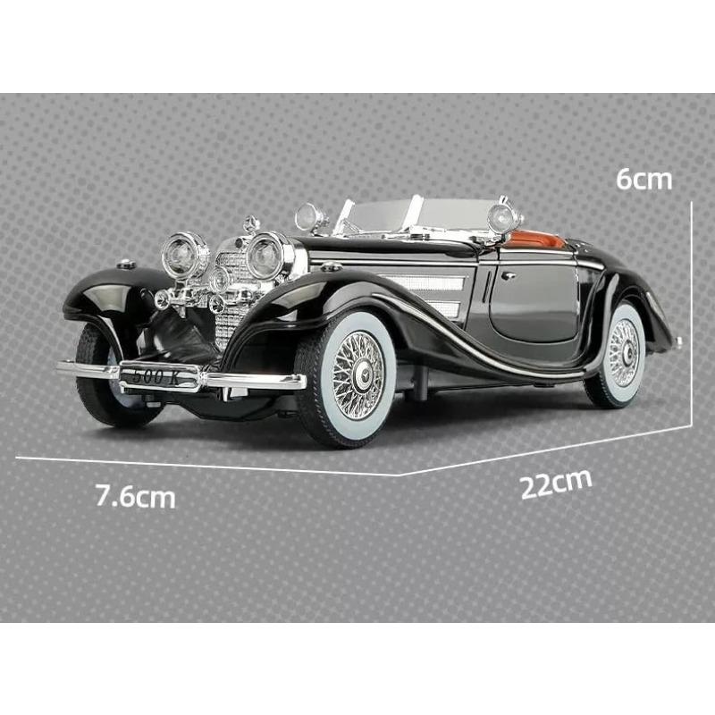 1/24 Mercedes Benz 1936 500K Classic Vintage Alloy Diecast Car Model Sound Car