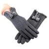 New Female Autumn Winter Non-Inverted Velvet Cashmere Full Finger Warm Lace Gloves Women Cotton Touch Screen Gloves G82