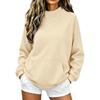 Women's Color Round Neck Loose Fit Long Sleeve Pullover Sweatshirt for Everyday Wear
