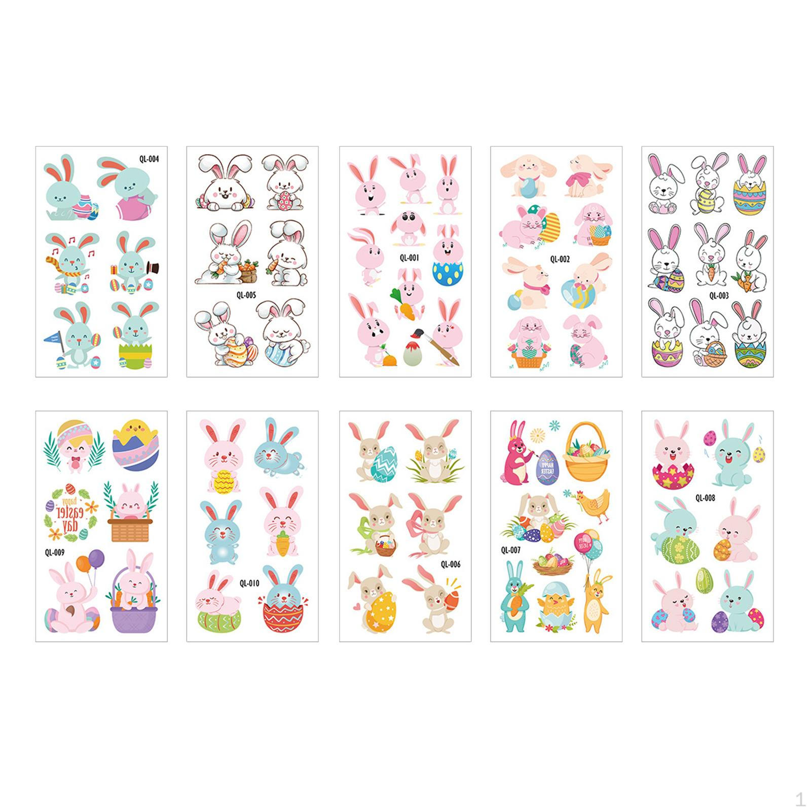 

Easter Themed Body Art Stickers Eggs Temporary for Kids