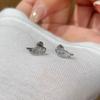 1pair Shiny Crystal Wing Stud Earrings for Women Silver Hypoallergenic Cross Ear Screw Back Piercing Cartilage Jewelry Gift
