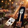 Multi-functional Barbecue Tool Set, Stainless Steel Scraper With Wooden Handle, Fork And Bottle Opener. Barbecue Accessories And Men's Barbecue Gifts.