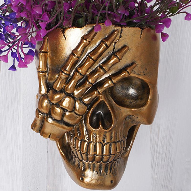 

1 шт. Модель дизайна черепа из смолы, декор для офиса, кашпо, скульптуры, ремесленное украшение, скелет, настольный цветочный горшок, контейнер для дома и сада