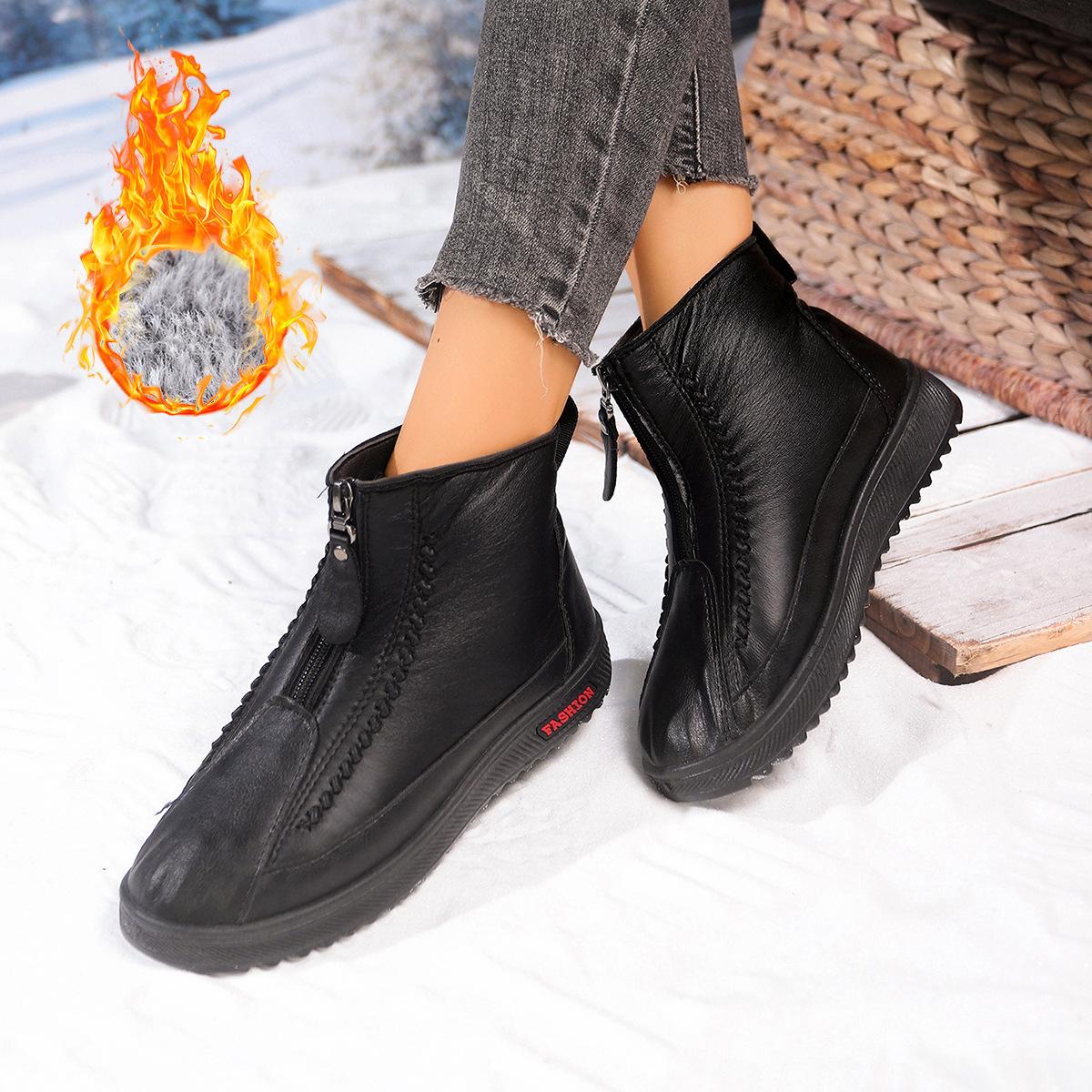 Ladies High Rise Short Boots Made of Winter Warm Thick Velvet Lining Synthetic Fabric Suitable for Outdoor Leisure Running and Travel 36 1598₽