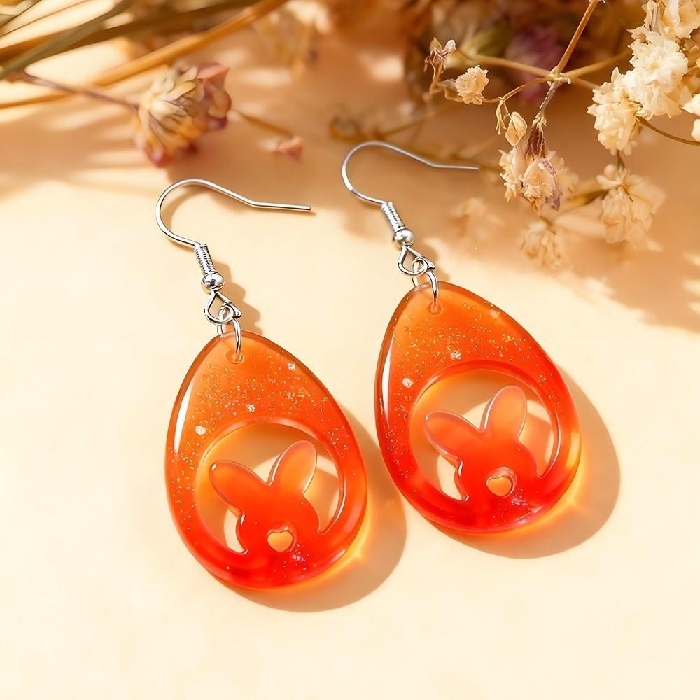 Cute Easter Silicone Mold Non-toxic Non-stick Rabbit Egg Epoxy Mold DIY Crafts Reusable Earring Casting Mould Candle Making