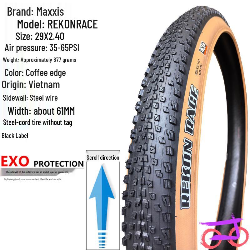 Maxxis REKON RACE Tubeless Faltbarer Mountainbike-Reifen, Gelbe Seitenwand, 27,5/29 x 2,25/2,35