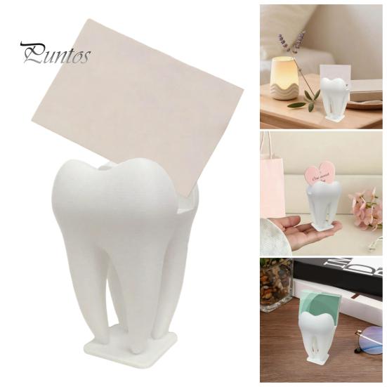 Creative Card Holder 3D Printed Business Holder, Tooth Shaped Matte White Organizer, Medical Style Desk Accessory Minimalist Ornament for Dental