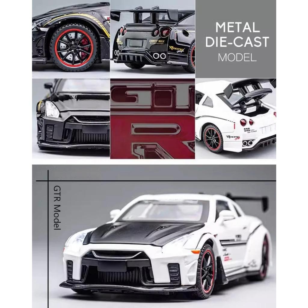 1/32 Scale Nissan GTR R35 Alloy Sports Car Diecast Model Sound & Light Desktop Collection Decorative Gift Boys Display Ornament