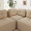 Modular corner sofa, two-seater, frameless L-shaped sofa with movable footrest, corduroy fabric, suitable for living room and bedroom, Beige