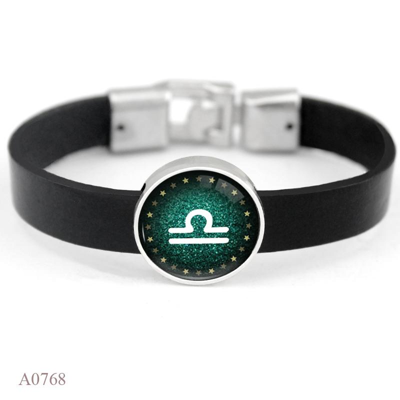 Aries Gemini Cancer Leo Virgo Libra Scorpio Sagittarius Capricorn Aquarius Pisces Zodiac Sign Horoscope Genuine Leather Bracelet