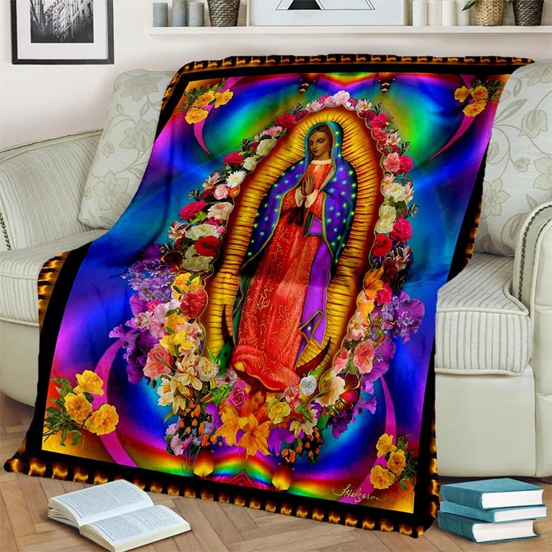 3D Blessed Virgin Mary Jesus HD Blanket,Soft Throw Blanket for Home Bedroom Bed Sofa Picnic Travel Office Rest Cover Blanket Kid