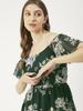 Moomaya Printed Off-Shoulder Poly Georgette Midi Dress Cinched Long Dress