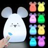 Eule LED-Nachtlicht, Touch-Sensor, Fernbedienung, 9 Farben, dimmbar, Timer, wiederaufladbar, Silikon-Nachtlampe für Kinder, Baby, Geschenk