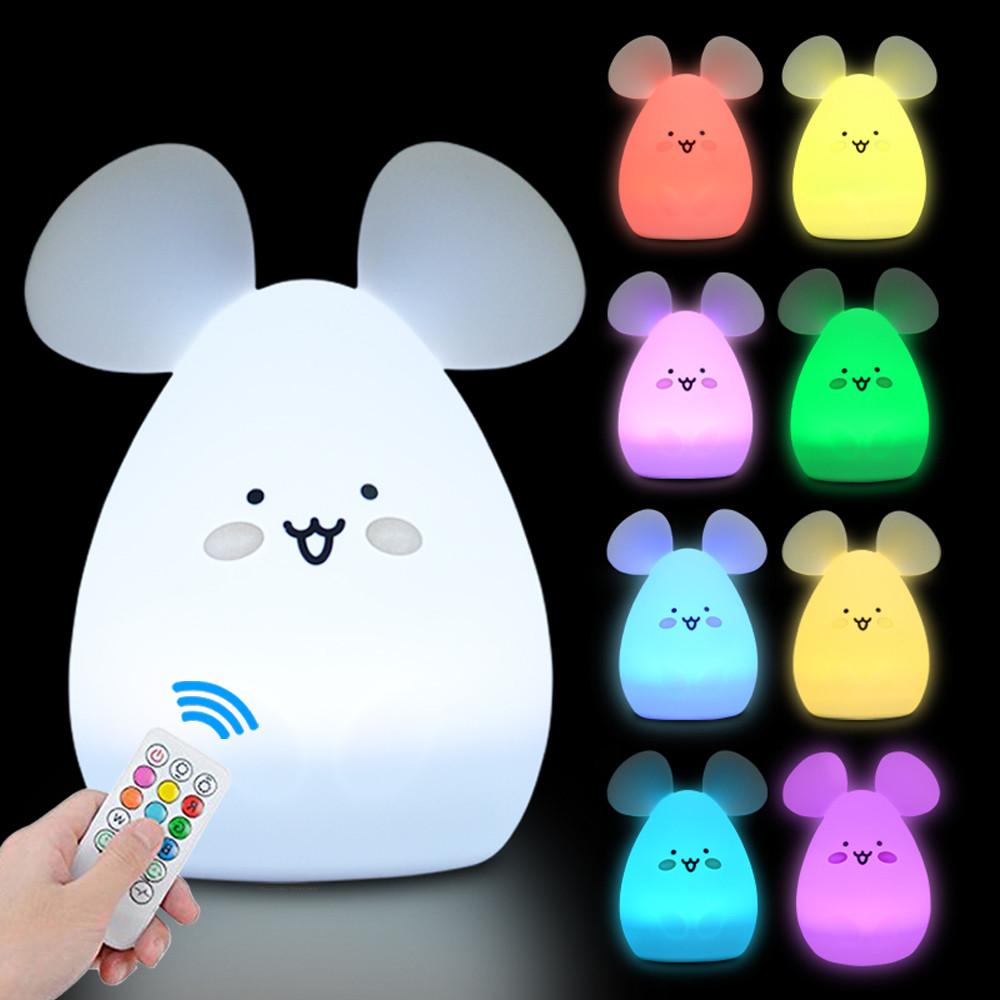 Eule LED-Nachtlicht, Touch-Sensor, Fernbedienung, 9 Farben, dimmbar, Timer, wiederaufladbar, Silikon-Nachtlampe für Kinder, Baby, Geschenk