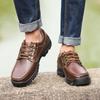 Fashion Men Casual Shoes Handmade Genuine Leather Versatile Outdoor Men Sneakers Black Brown Thick Bottom Non-Slip Classic Hiking Shoes