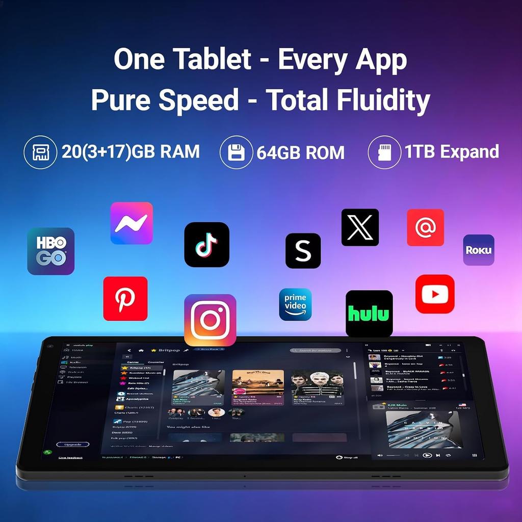 Tablet FancyDay Android 16 WiFi 6 Bluetooth 5000mAh Widevine L1 GMS Wireless Face IPS Japanese Manual - Tablet, 10-inch, 20GB+64GB+1TB Expandable, &