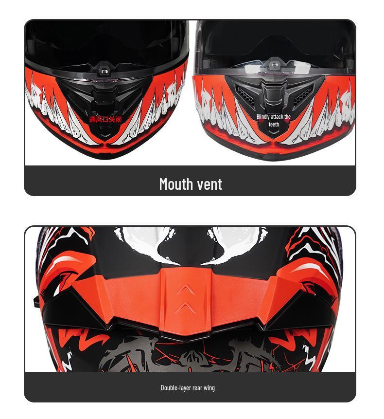 3C Certified Flip-up Dual Visor Full Face Helmet for Men and Women - All Seasons