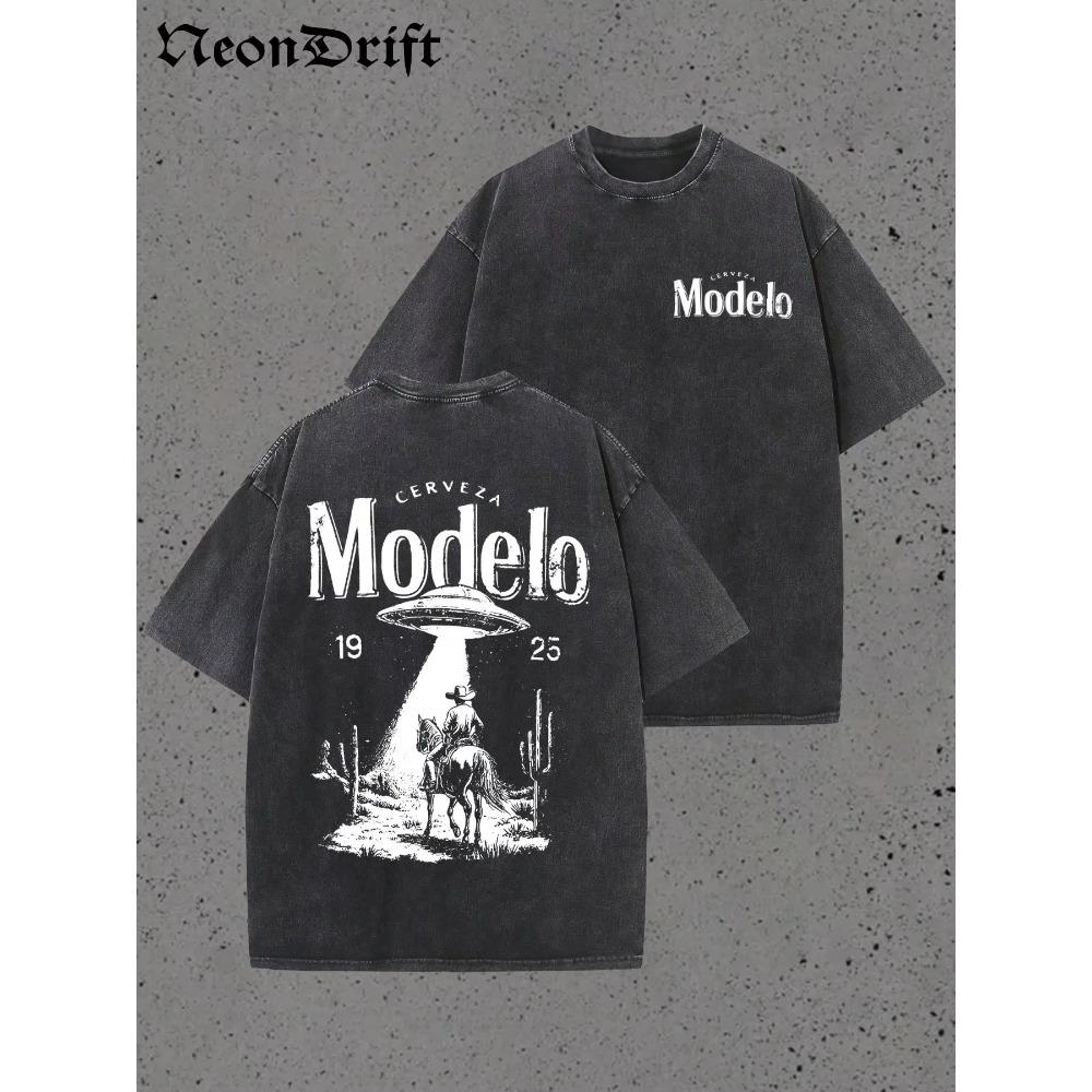 Retro Modelo 1925 UFO Cowboy Graphic T-shirt Men Women Printed Tee Summer Casual Fashion Clothing Tops High Quality Vintage Streetwear 4XL