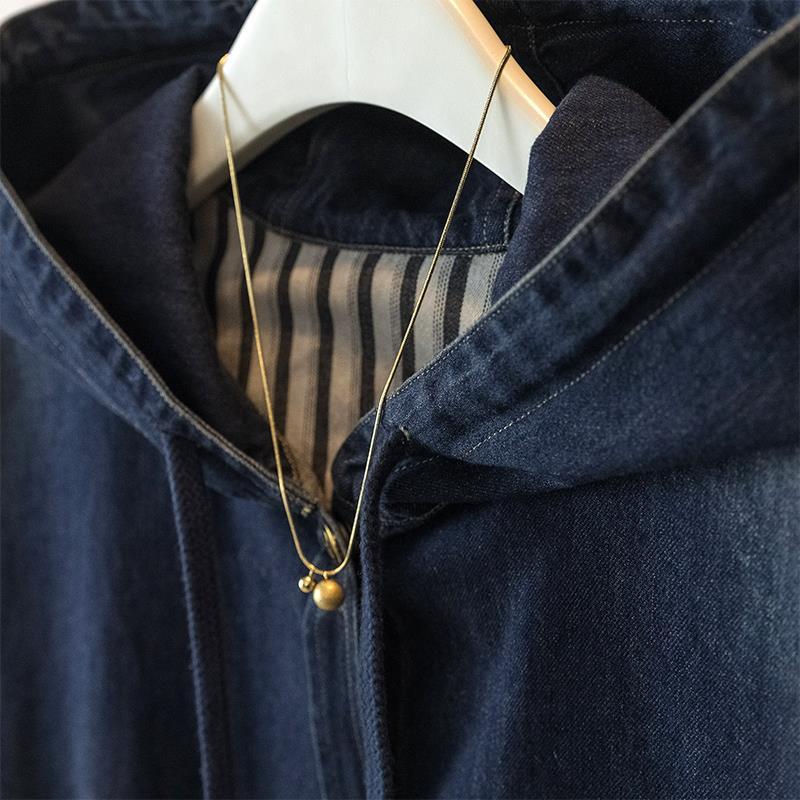 Coat for Women  Autumn Casual Oversize Hooded Denim Jacket