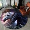 Black White Horse Couple Floral Round Rug Carpet Floor Mat Door Mat Entrance Mat for Living Room Play Room Home Decoration