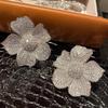 Exaggerated Inlaid Zircon Bright Exquisite Large Flower Earrings for Ladies Elegant Fashion Luxury Zircon Banquet Accessories