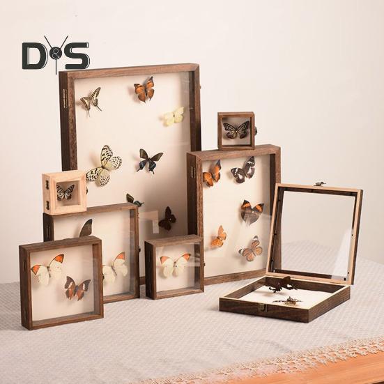 High-Visibility Display Box Large Insect Shadow Box Wood Construction Multiple Sizes Smooth Edge Insect Specimens Storage Display Case