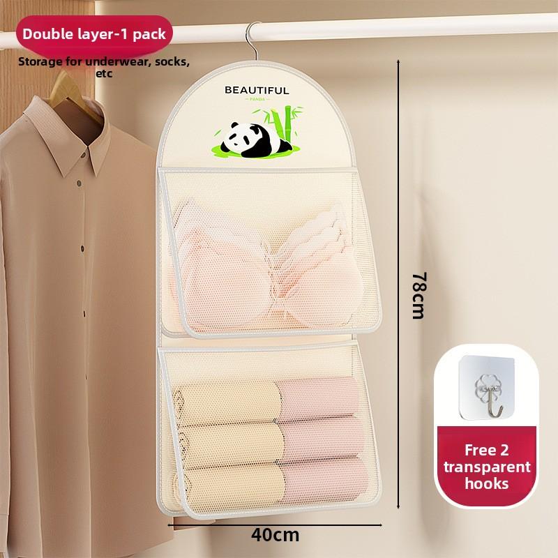 New Style Underwear and Pant Storage Pouch for Dormitory Closet - A Hanging Net Bag for Storing Socks and A Door-back Organizing Pouch