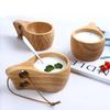 Non-Toxic Hand Carved Solid Lotus Wood Cup Kuksa Finnish Tableware With Handgrip Travel Wine Beer Cups For Bar Kitchen Gadgets
