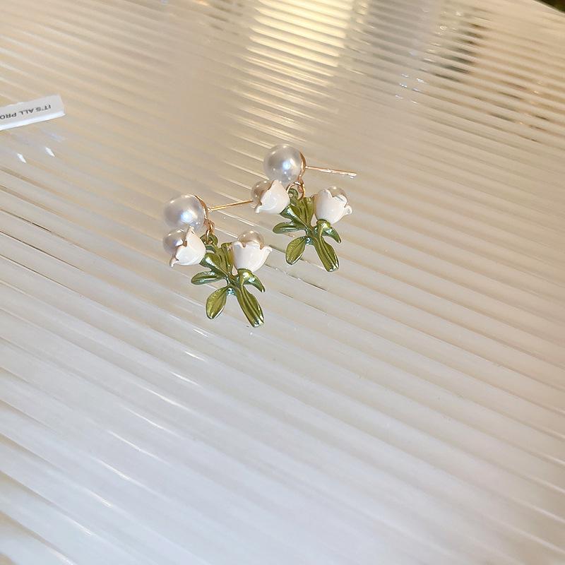 GemChic Damen Ohrringe Ohrstecker Nadel Glockenblume Blatt Ohrringe Süße Kleine Exquisite Ohrringe Geburtstags-Weihnachts-Schmuckgeschenk