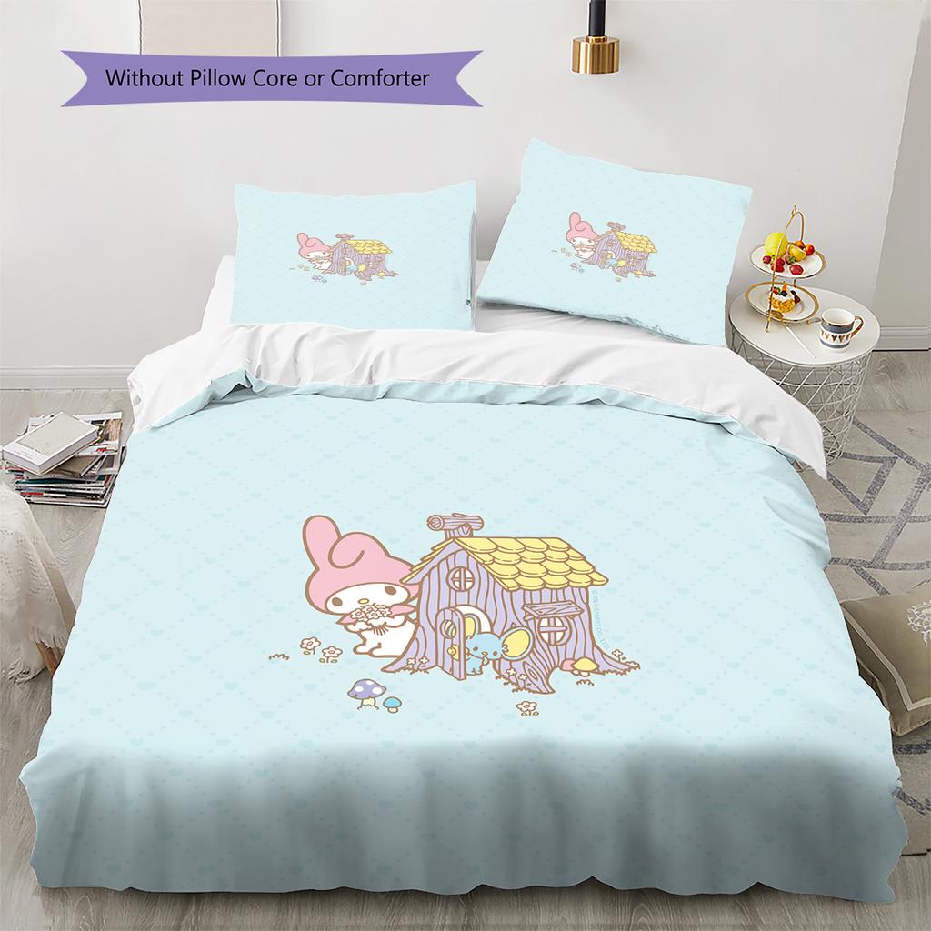 My Melody Pattern Bedding Quilt Set Home Decoration Gift (1 * Duvet Cover + 2 * Pillowcase Without Core)