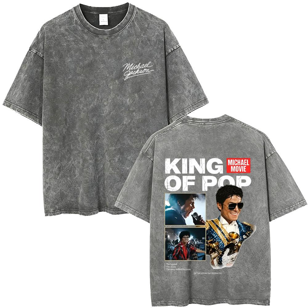 

Washed Vintage Michael Jackson Music Album Cover Print Tshirt Men Women Retro Gothic Rock T Shirts Mens Oversized Short Sleeve S