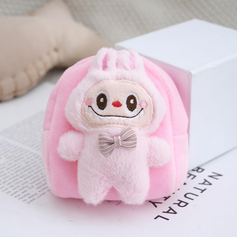 Small Labubu Backpack Cartoon Cute Coin Purse Plush Toy Backpack Pendant Stall Children's Birthday Gift