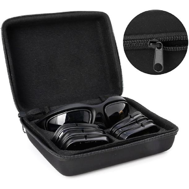 Bernard Bertha Motorcycle Riding Glasses Goggle Kit, Padded Glasses Frame with 4 Lens Kit for Outdoor Activity Sport