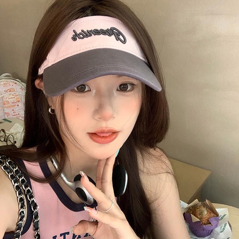 New letter color matching sun protection empty top hat women's summer outdoor UV protection sun hat sports cap