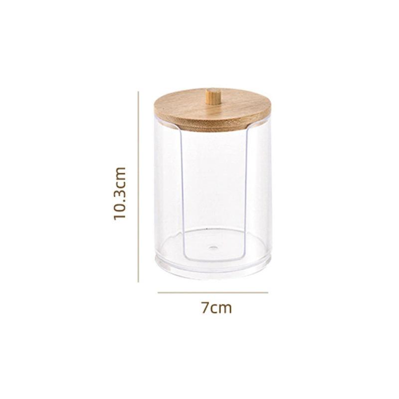 Round Acrylic Cotton Swab Box With Lid Dustproof Makeup Cotton Storage Toothpick Organizer Box