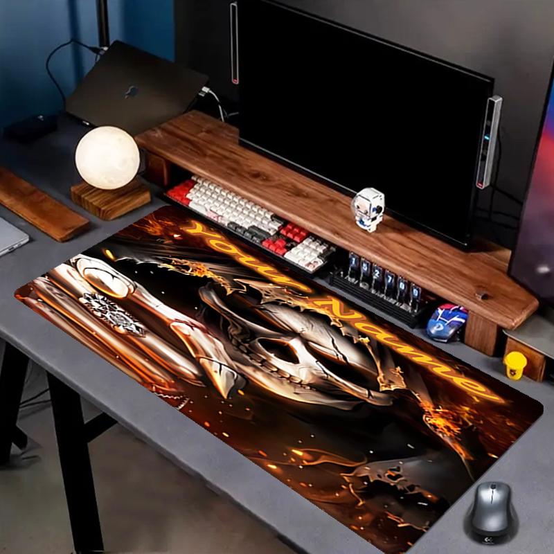 1PC Custom Name "Skull Art Fire Theme" Mouse pad, keyboard and mouse desk pad, for computer notebook Birthday Gift For Any Room Or Office