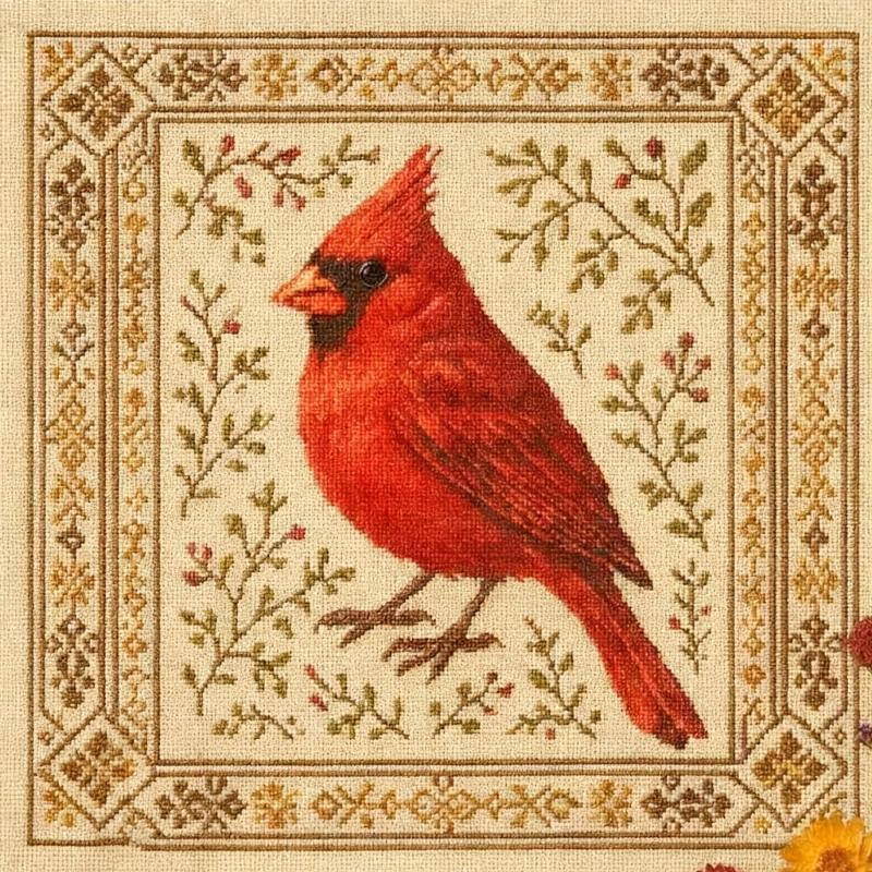 Bird Embroidery Craft Set For Adults Kids Detailed Pattern Guide Cloth Materials Art Project