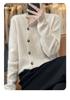Autumn-Winter 2025 Wool Cardigan: Short, Thick, Oblique Lapel Jacket, Soft Cashmere Knit Sweater.