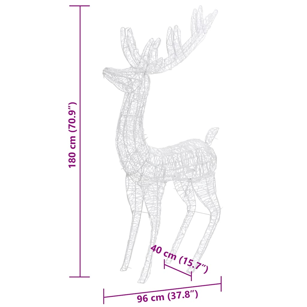XXL Reindeer Christmas Decoration Acrylic 250 LED 3 pcs 180 cm