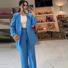 2024 Fall European & American Women's Solid Color Lapel Slim-Fit Suit: Commuting Temperament Two-Piece Set