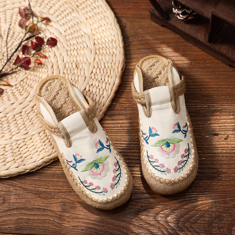 Rengzun Damen Espadrilles Baumwolle-Leinen | Flache Slip-on Schuhe | Leicht & Atmungsaktiv