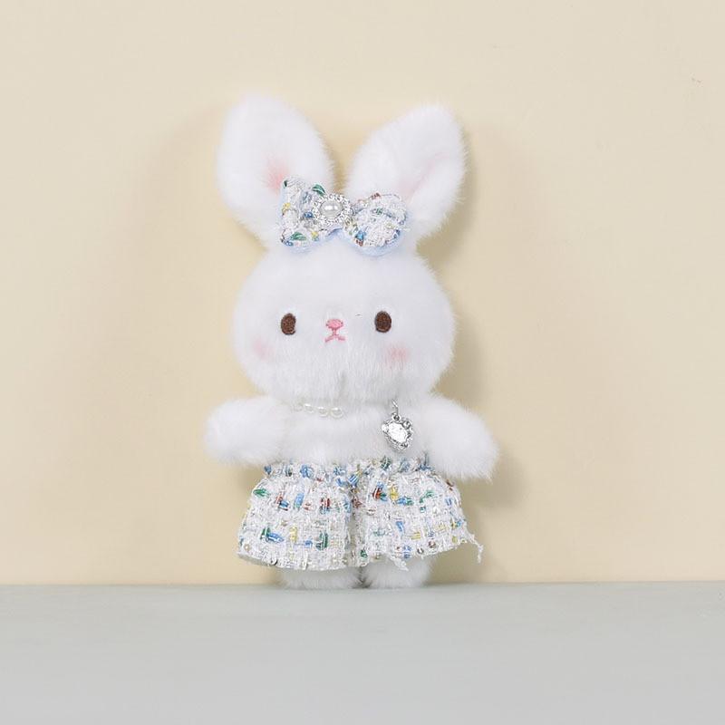 Cute Bunny Plush Toy With Overalls For Car Rearview Mirror Decor