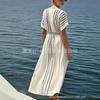 Spot New European and American Women's Clothing V-neck Holiday Casual Positioning Printing, Women's Belt Dress
