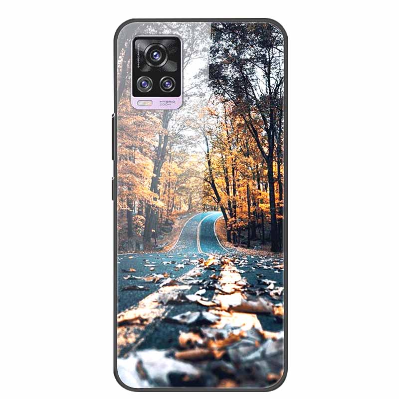 Glass Back Cover For Vivo V20 Pro 5G Case Coque Hard Tempered Glass Case For Vivo V20 Pro 2020 Phone Case Cover Soft Bumper Para