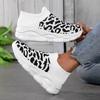 Spring New Large Size Women's Leopard Print Fly-woven Casual Sports Shoes Running Fashion Wide-headed Socks Shoes