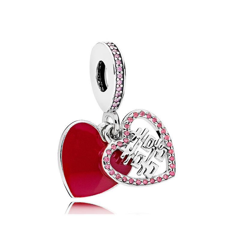 925 Sterling Silver Pink Friends Festive Love Clover Fashion Style Pendant DIY Jewelry