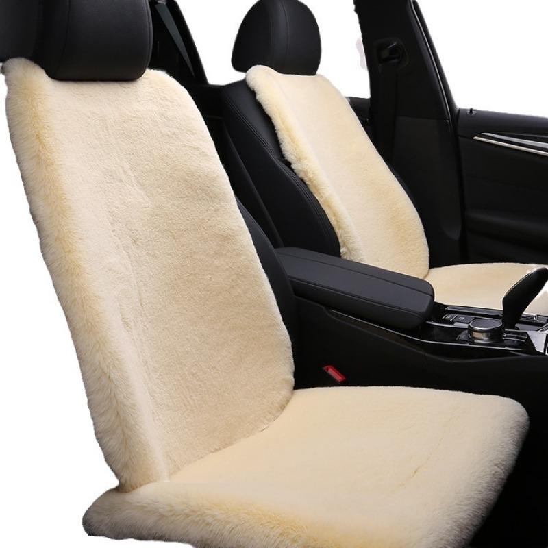 Winter Plush Car Seat Cushion Without Backrest Three-piece Set, Short Plush Warm Single Seat Anti-slip Plush Cushion for Rex Rabbits
