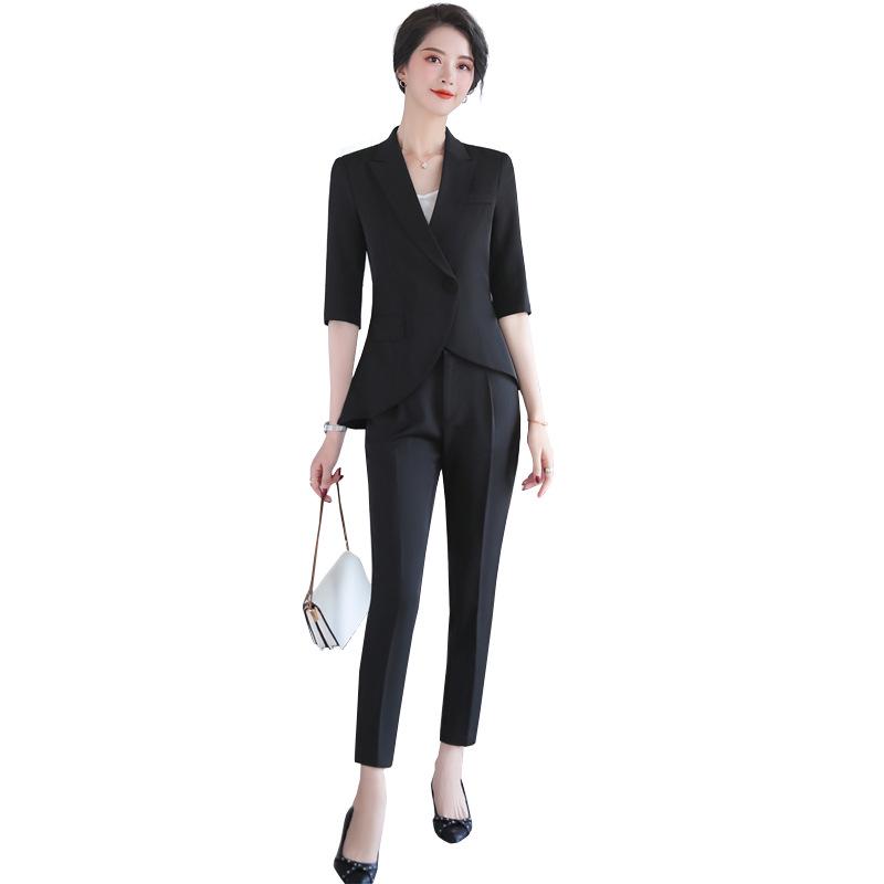 Women's Slim Fit Tuxedo Suit Set - Spring/Summer Professional Blazer & Pants Workwear