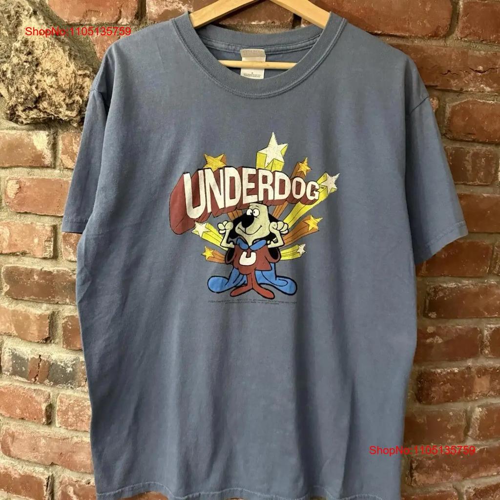 Vintage s YK Underdog T Shirt L Cartoon Flocked vintage Washed Unisex designer clothes streetwear Top For Everyday Wear
