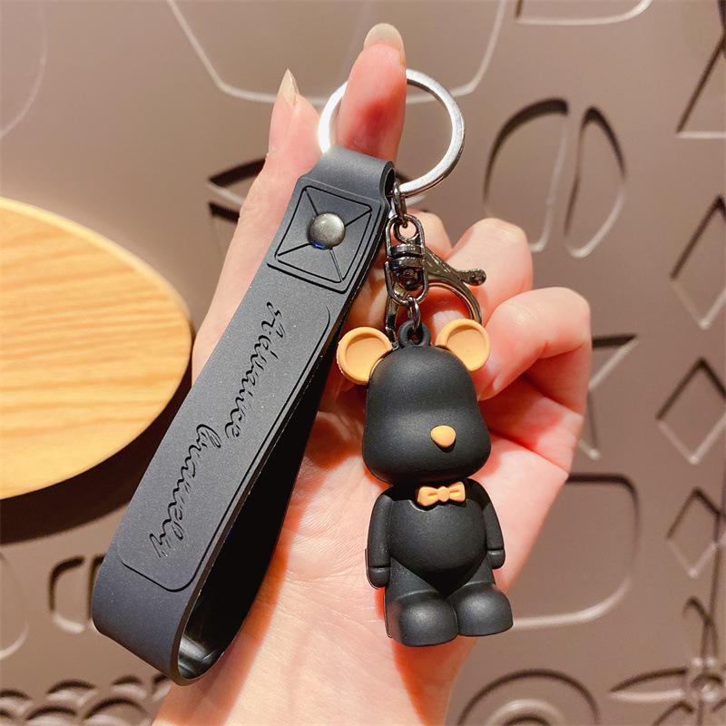 Personalized Silicone Bow Tie Bear Doll Keychain Car Key Chain Cartoon Couple Bag Pendant